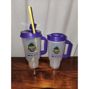 Set of Two Pineapple Willy's Souvenir Mugs‎ 24 and 32 ounces